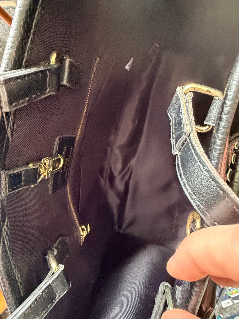 Black Embossed Monogram Leather Tote - Picture 6 of 8